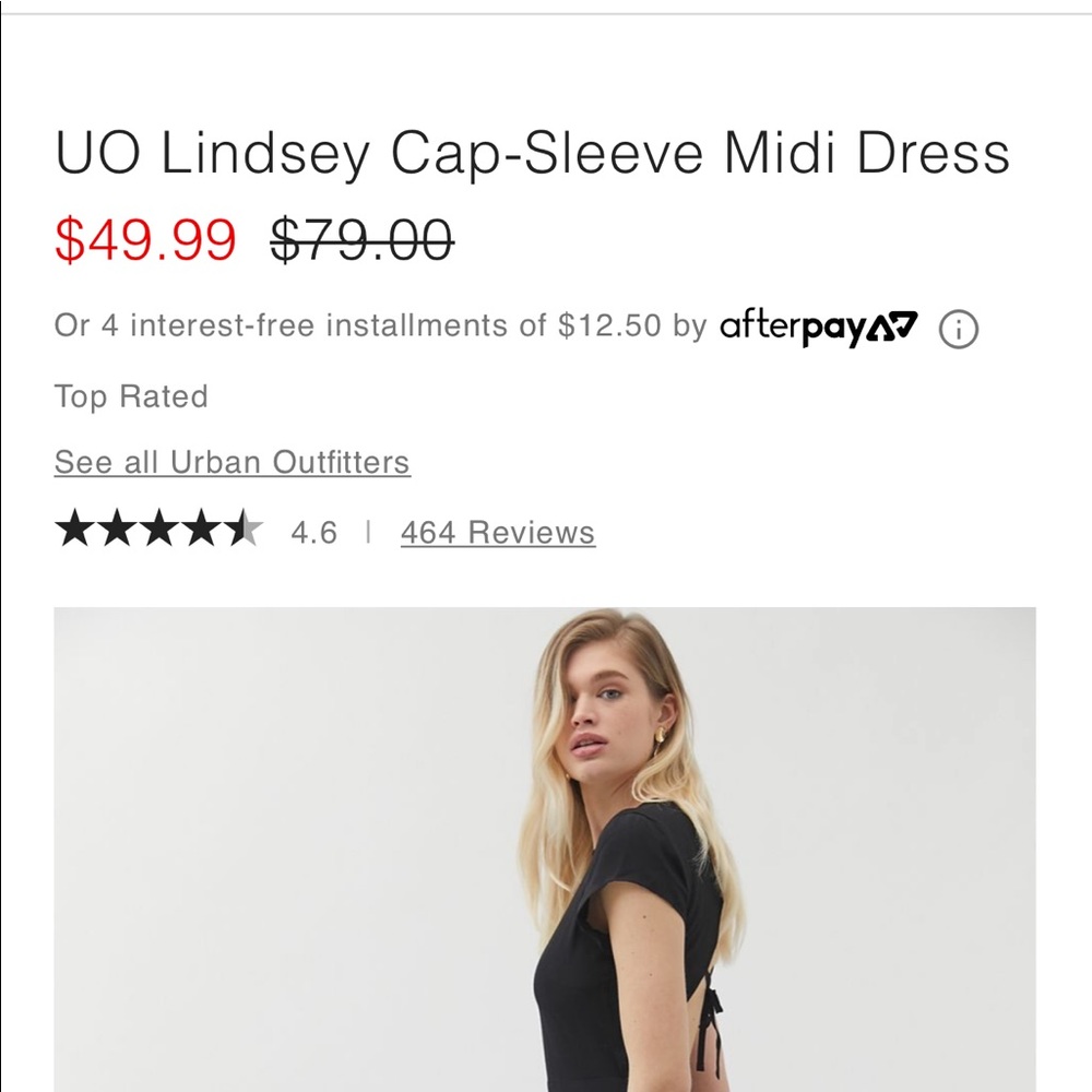 UO Lindsey Cap Sleeve Side Slit Midi Dress Med
